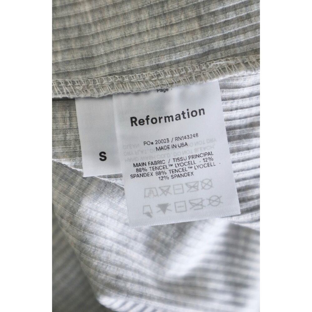 Reformation Size S Kendy Ribbed Short Sleeve Mini Dress Marble Gray Beige Heathe - Picture 12 of 13